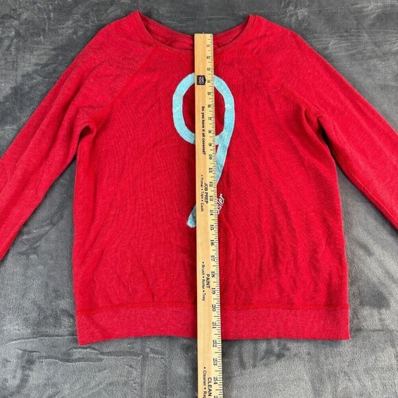 Hollister Sweatshirt Womens Medium Red Number 9 Spellout Sequin Y2K - Picture 4 of 10